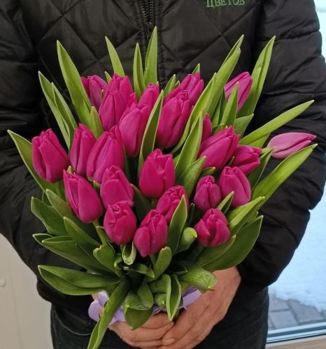 Купить букет из 15 розовых тюльпанов "Сара" с доставкой в Евпаторию